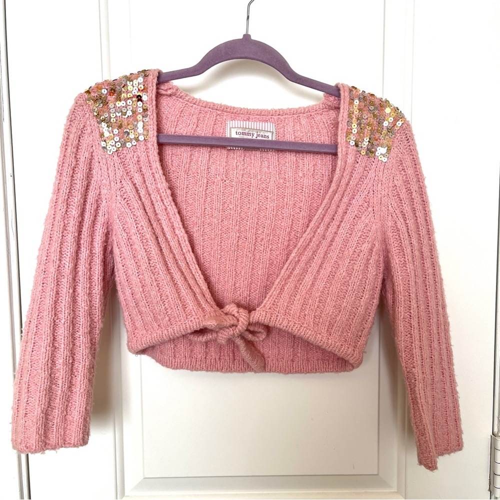 Tommy Jeans | Pink Cropped Bolero Shrug Cardigan Sweater Vintage (size M)
